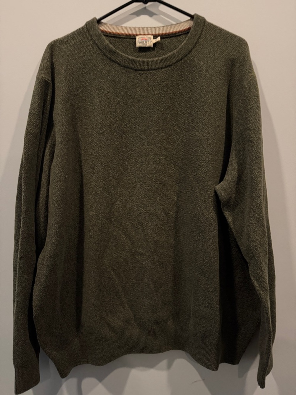 Faherty Olive Green Crewneck Sweater